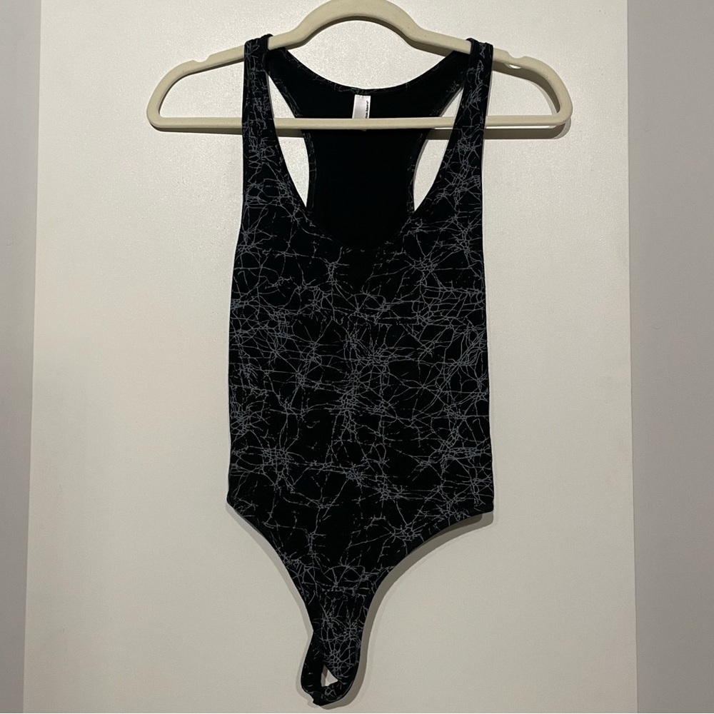 Vintage Y2K American Apparel Marble Print Thong Bodysuit